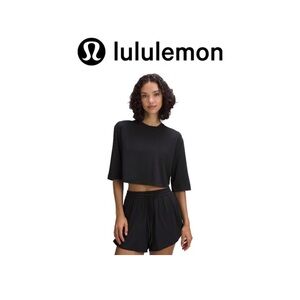 Lululemon Modal Relaxed-Fit Cropped Short Sleeve Black Size 12 NWT